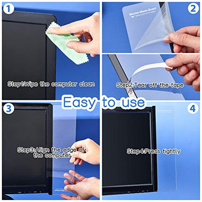 3 Pieces Multifunction Computer Monitor Memo Board Side Panel Memo Top Mount Acrylic Transparent Message Board for Screen Cabinet, Left and Right