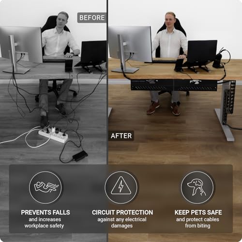Ultimate Setup Under Desk Cable Management Vertebrae - Perfect for Sit Stand Desk - Wire Management - Adjustable Length - Flexible Cable Spine - Black, 133 cm - color: Black