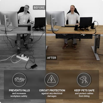 Ultimate Setup Under Desk Cable Management Vertebrae - Perfect for Sit Stand Desk - Wire Management - Adjustable Length - Flexible Cable Spine - Black, 133 cm - color: Black