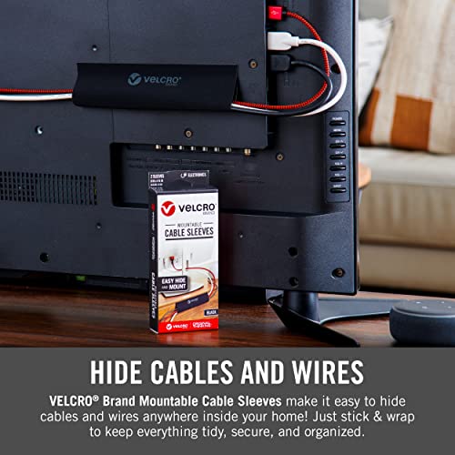 VELCRO Brand Mountable Cable Sleeve,3Ft Customizable Cable Raceway with Removable Adhesive,Cut to Length for Custom Size Wire Management,Cord Hider Mounts on Wall,Desk,Black,VEL-30799-USA(Pack of 12) - size: 36in - Cut to Length (Pack of 12)
