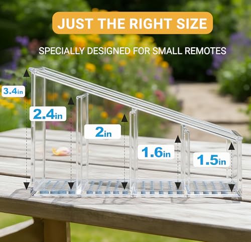 Clear TV Remote Control Holder, PET Remote Caddy with 4 Compartments, Mini Desktop Organizer for Remotes, Pens, Office Desk and Bedside