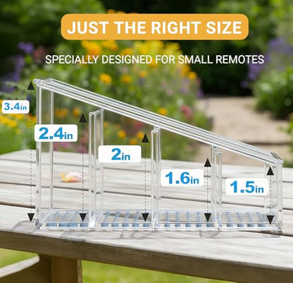Clear TV Remote Control Holder, PET Remote Caddy with 4 Compartments, Mini Desktop Organizer for Remotes, Pens, Office Desk and Bedside