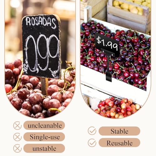 20 Set Mini Plastic Chalkboard Sign with Clip Double Head Rotating Display Price Tag Bulk Erasable Merchandise Sign Clip Holder for Business Retail Food Clothing Vendor Shelf Basket Display (Black)