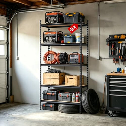 Garvee 5-Tier Heavy Duty Storage Shelving Unit, Adjustable MDF & Metal Garage Shelves, 2756 Lbs Capacity, 35.4" W x 15.7" D x 72" H, for Garage Basement Pantry - size: 72" H x 35.4" W x 15.7" D