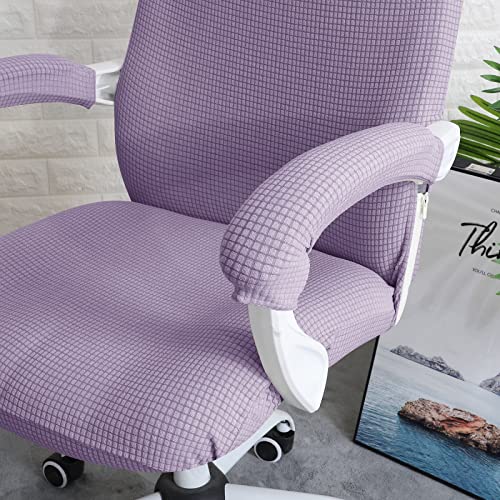 FORCHEER Office Chair Cover Water Repellent Jacquard Armrest Swivel Chair Slipcovers Removable Stretch Universal Computer Chair Cover L with Chair Arm Cover 2P-Purple - color: Purple, size: Large+Chair-Arm Cover