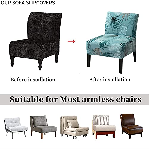 Eco-Ancheng Armless Chair Slipcover Removable Armless Accent Chairs Covers Washable Armless Slipper Chair Slipcover Printed Armless Chair Furniture Protector Covers for Living Dining Room Hotel - color: A20