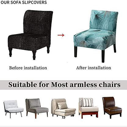 Eco-Ancheng Armless Chair Slipcover Removable Armless Accent Chairs Covers Washable Armless Slipper Chair Slipcover Printed Armless Chair Furniture Protector Covers for Living Dining Room Hotel - color: A20