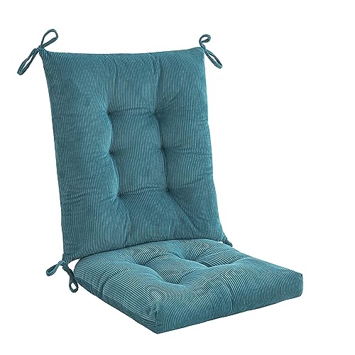 Outdoor Patio Cushion, Rocking Chair Cushion, Tufted Pads, Set of Upper and Lower with Ties Pack of 2 (2 Sets) - Back 20"×17", Seat 17"×17" (Blue) - color: Blue