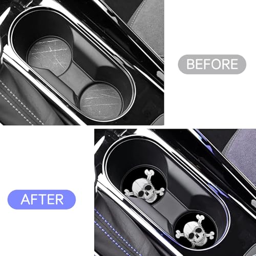Car Cup Holder Coaster for Anime Skull Skeleton Silicone 2.75" Car Coaster Car Cup Holder Insert Coasters - color: Ops