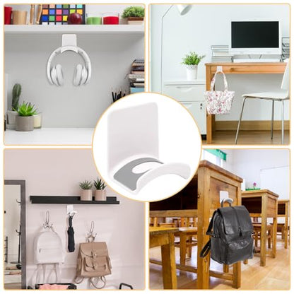 1Pcs White ABS Plastic Headphone Stand Hanger, Table Wall Mount Headset Holder Hook, Adhesive Earphones Hangers for Desk Headphone Hanger, Most Headphones and Controller - color: White, size: Wall Mount