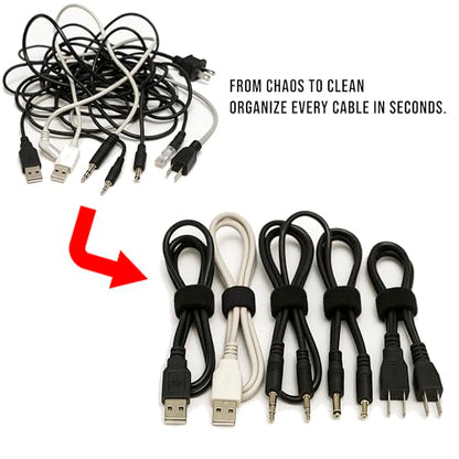 130 PCS Reusable Cable Ties 6 Inch Hook & Loop Cable Management Straps | Keeps Cords Organized Easy to Adjust