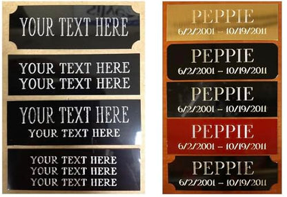Custom Engraved Name Plates - 1"x3" & 1"x4" - Precision Diamond Drag Engraving Brass or Aluminum Plaque - Personalized Adhesive Plates for Fantasy Sports, Classroom, Trophy, etc.