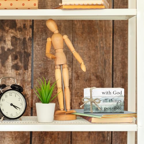 Decorative Books For Home Decor, Christian Table Faux Wood Book Stack Decor, With God All Things Are Possible Bible Stacked Book Decor, Stack Display Books For Nightstand Display, Three Pieces -C(16) - style: with god -03