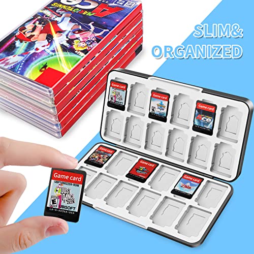 OLDZHU Switch Game Case Holder Compatible With Nintendo Switch & OLED - Storage for 24 Games Cartridges and 24 Micro SD Cards, Portable, Black Texture - color: Black