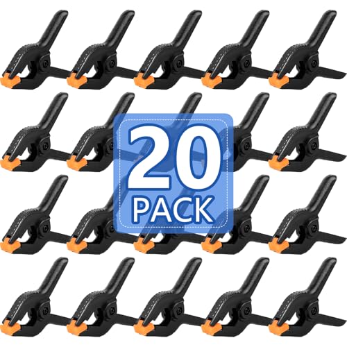 20 Pack 6 inch Plastic Spring Clamps, Black Heavy Duty Clips, Backdrop Clips, Plastic Clamps for Crafts, Backdrop Stand, Woodworking, Photography - size: 6in-20P