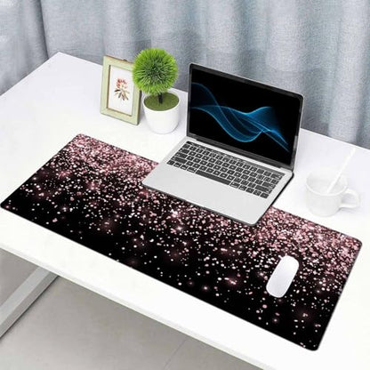 Gaming Mouse Pad, Large Non-Slip Rubber Base Mousepad, Keyboard Mouse Mat, Desk Pad with Stitched Edges, 35.4x15.7inch, Rose Gold Falling Particles Patterm - color: Rose Gold Falling Particles Patterm, size: 35.4L x 15.7W inches