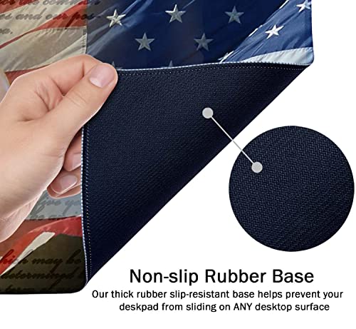 SSOIU Bald Eagle on American Flag Mouse Pad 35.5 X 15.7 Inch XXL Full Desk Mousepad Extended Large Non-Slip Rubber Base Waterproof Big Keyboard Mat with Stitched Edges for Gaming and Office - color: Bald Eagle on American Flag