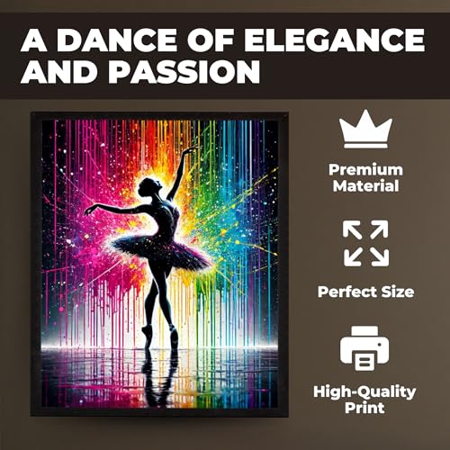 InkFlow Posters Art Ballerina Poster - Dancing Under The Rain Print - Abstract Print - Silhouette Print - Graffiti Art - Rainbow Art - Great Bedroom or Living Room Decor - 8x10 Unframed Canvas Print - color: Style-02, size: 8"L x 10"W