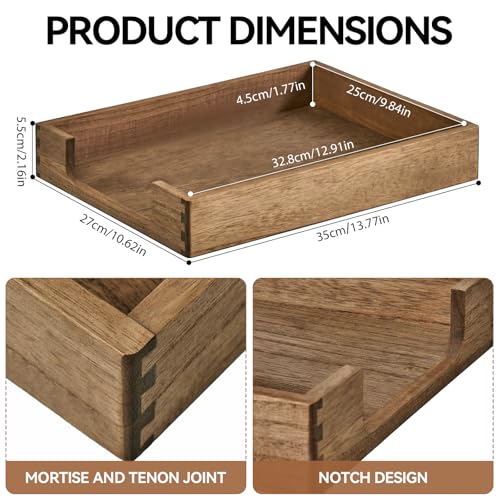 KIRIGEN Wood Letter Tray, Single-Tier Front-Load Desktop Paper Organizer, Brown Wooden Document Tray for Letter and A4 Paper, File Folder, Mail, Home Office Desk, 13.77 x 10.62 x 2.16 Inch, TP-DBR - color: Dark Brown