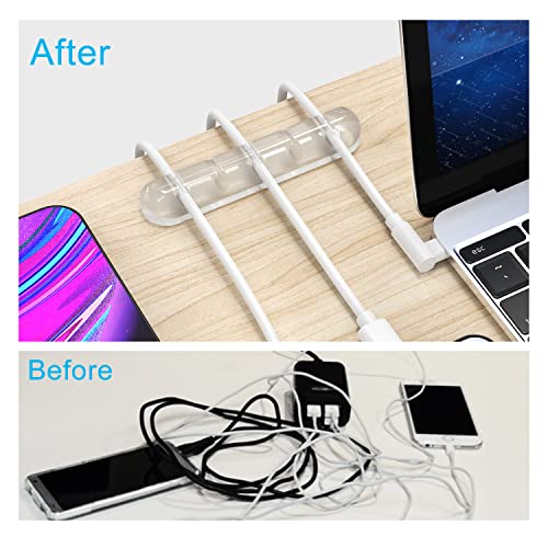INCHOR Cord Organizer, Clear Cable Organizer Cord Holder, Wire Organizer USB Cable Management Cord Keeper, 3 Packs Cable Clips for Car Home and Office (7, 5, 3 Slots) - color: Clear