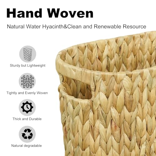 Coeusy Wicker Trash Can,Bathroom Trash Can,Water Hyacinth Wicker Waste Basket for Bathroom,Handwoven Narrow Small Waste Basket for Bedroom,Office,5 Gallon - size: 5 Gallon