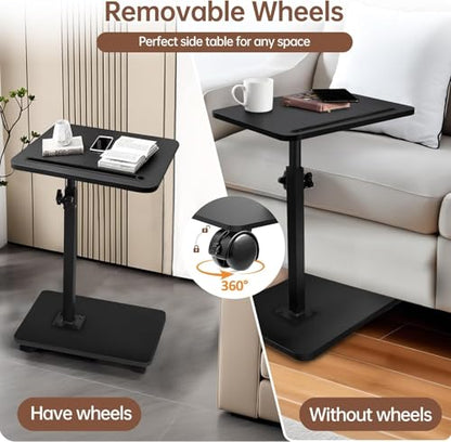 C Table End Table Adjustable Height, 360°Swivel TV Tray Table Couch Tables C Shaped Side Tables Living Room and Bedroom for Sofa, Bed,Chair (Black) - color: Black