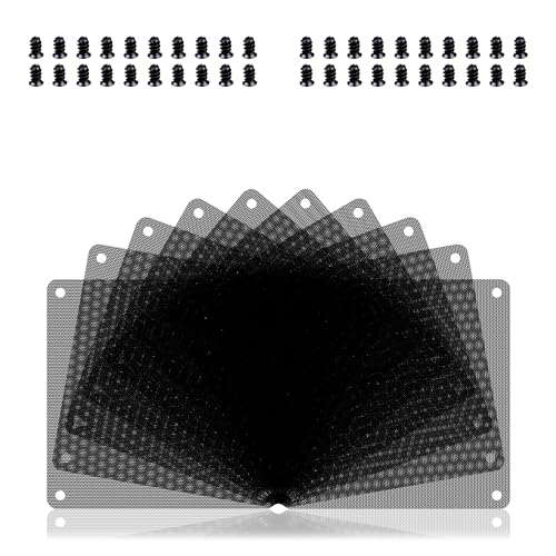 120mm Fan Dust Filter PC, 10Pack PVC Computer Dust Filter Mesh Dustproof Case Cover PC Cooler Fan Filter Grills with 40pcs Screws for Computer Cooler (PVC, 120 * 120mm, 10pcs, Black) - color: Black, size: 10pcs - PVC without Frame