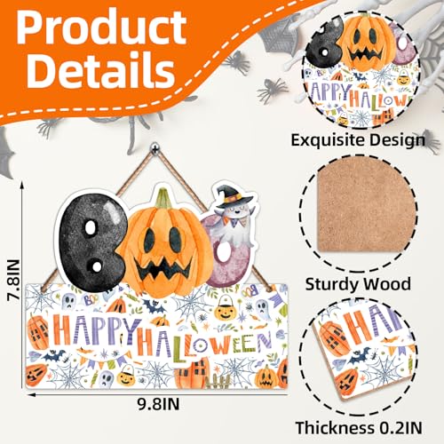 1PCS Halloween Decoration Wooden Wall Sign, Boo Hanging Sign for Front, Happy Halloween Welcome Sign, Wall Decor for Room Party Indoor Home Decor, Party Decor Supplies - size: 1pcs-halloween