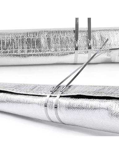 Wire Heat Shield Heat Shroud Sleeve Heat Shield Automotive Fuel Line Wire Heat Sleeve for Ultimate Heat Protection Hose Wire Sleeving,with 10PCS Stainless Steel Cable Metal Ties(2.2"IDx3.3FT - size: 2.2"IDx3.3F