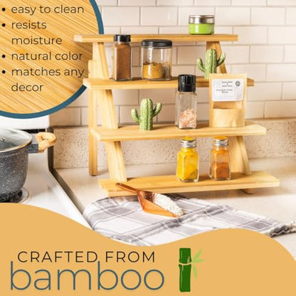 4-Tier Wood Cupcake Stand, Durable & Easy to Assemble Cupcake Holder, Collapsible Display Risers w/ Non-Slip Pads, Rustic Dessert Display Stands for Baby Shower Decorations, Vendor Fairs & More