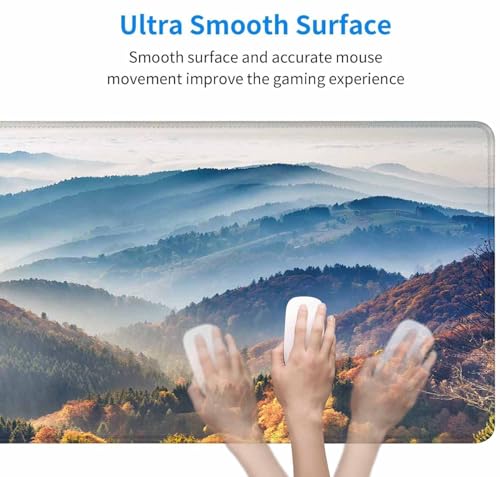 Large Extended Gaming Mouse Pad with Stitched Edges, Non-Slip Rubber Base Mouse Pad for Office, Computer, Keyboard, Laptop and Home Desk Pad 31.5 x 15.7 x 0.12 Inch Scenic Mountain Landscape - color: Scenic Mountain Landscape, size: 31.5L x 15.7W inches
