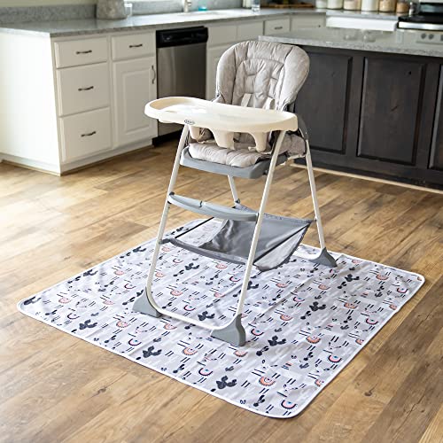 Splat Mat for Baby – Under High Chair Floor Mat Protects Wood, Vinyl and Carpet from Spills – Waterproof 4 Layer Baby Mat with Anti-Skid Backing Deters Bunching and Sliding (51” x 51”) - color: Grey Alpaca