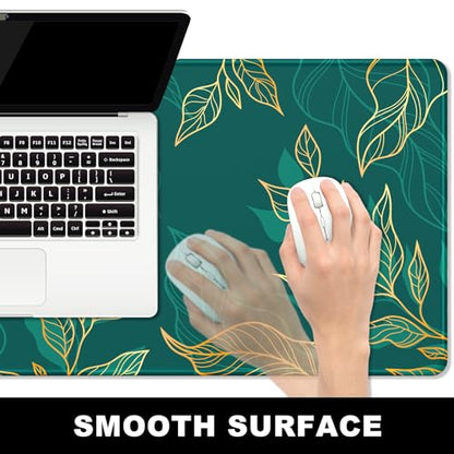 BOSOBO Large Mouse Pad, XXL XL Extended Gaming Mouse Mat, Desk Mat for Office & Home, Long Keyboard Mat, Huge Desktop Full Cover 31.5 x 11.8 Inches, Artistic Luxury Leaves Green - color: Artistic Luxury Leaf Line, size: XL - 31.5 x 11.8 Inches
