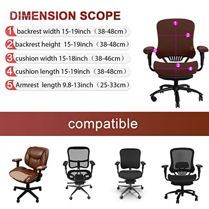Tallew 4 Pcs Office Chair Covers Set Computer Universal Protective Stretchable Chair Seat Covers Desk Armrest Slipcovers Pads Office Cushion Backrest for Rotating (XL,Dark Brown) - color: Dark Brown