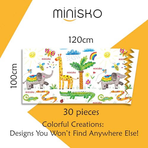 Disposable Splat Mats | 30 Pcs Disposable and Waterproof Splash Mats | Under Highchair Splat Mat for Floor | BLW Baby Led Weaning Supplies | Splash Mat 40"x47" | Colorful Animal Print