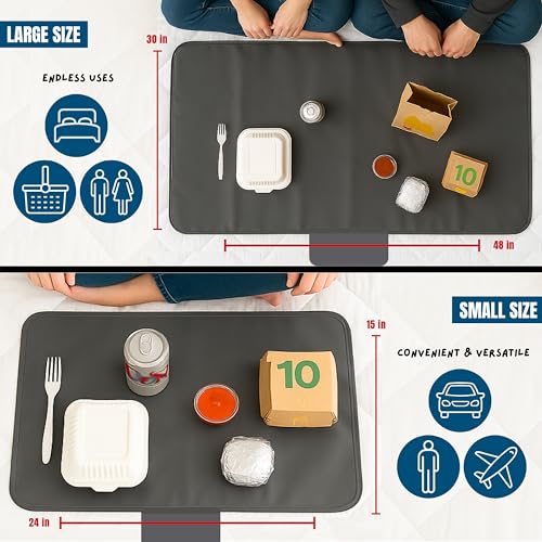 Bed Tray Alternative (Set of 2) – Waterproof Breakfast Tray for Bed & Couch, Foldable Lap Tray for Eating, Travel & Airplane Tray Cover, Spill-Proof Reusable Placemat