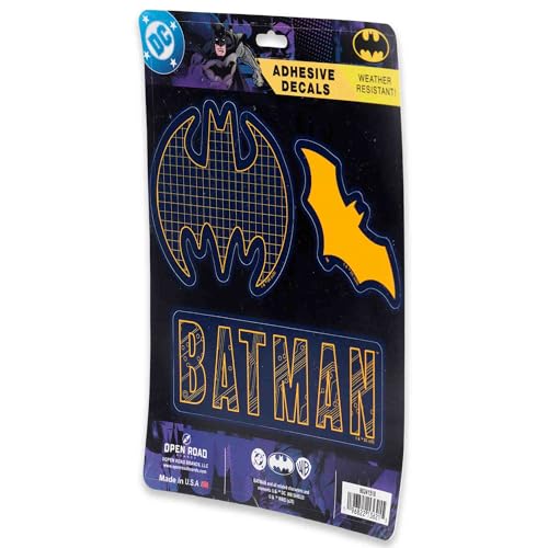 DC Comics Batman Adhesive Vinyl Decals - Iconic Set of Batman Stickers for Car, Water Bottle or Laptop, 1 Pack (3 Count) - color: Black/Navy