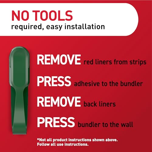 Command Fireplace Mantle Garland Holder for Displaying Garlands, Wreaths, and Holiday Decor Without Leaving Damage, Holes, or Residue, Holds 2lbs, Green, 6 Pack - size: 6 Garland Hangers