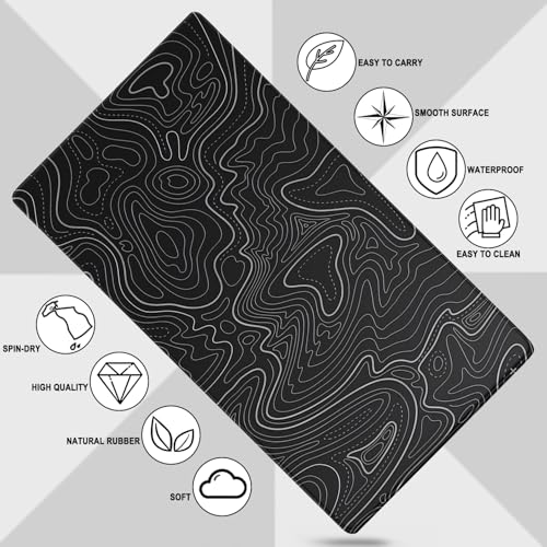 Large Gaming Mouse Pad, Waterproof Extra Large Mousepad with Stitched Edges, 31.5" x 15.7" Non-Slip Rubber Base Office Big Long Keyboard Pad for Office Gamer Home XXL, Black - color: Black