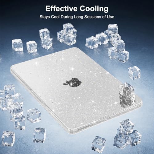 MOSISO Sparkly Glitter Case Compatible with MacBook Neo Case 13 inch 2026 Release Model A3404 with A18 Pro Chip, Crack-Resistant Protective Hard Shell Case&Keyboard Cover&ScreenFilm&Pouch, Transparent - color: Transparent