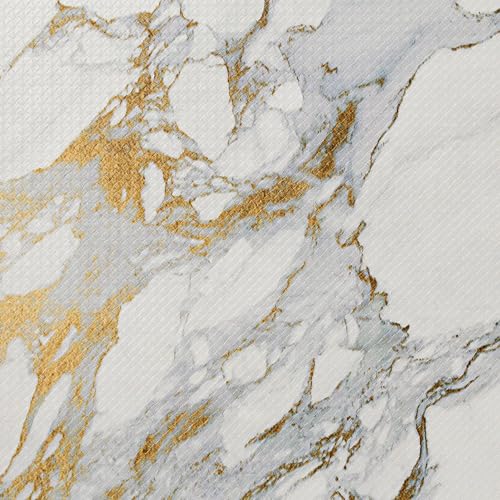 Home Dynamix Cozy Living Modern Marble Runner Anti-Fatigue Kitchen Mat, Non-Slip Floor Mat, Padded Standing Desk Mat, Gold/White, 17.5"x55" - color: Gold/White, size: 55"L x 17.5"W x 0.5"Th