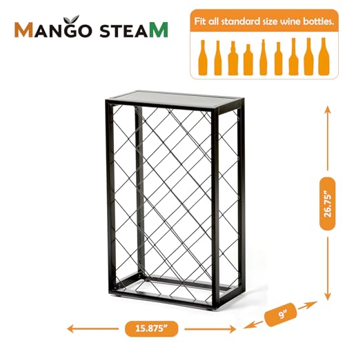 Mango Steam 23 Bottle Gray Wine Rack with Glass Top Shelf, Free Standing for Home, Kitchen and Bar - color: Pewter, size: 23 Bottle