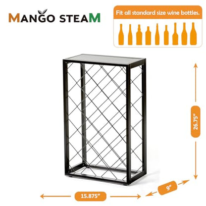Mango Steam 23 Bottle Gray Wine Rack with Glass Top Shelf, Free Standing for Home, Kitchen and Bar - color: Pewter, size: 23 Bottle