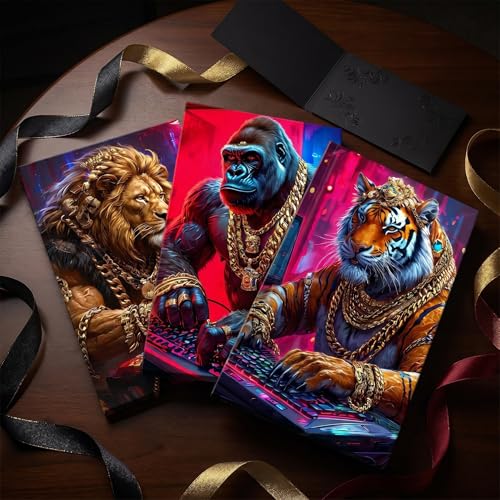 Game Room Decor Gaming Posters Video Game Wall Art Prints Set of 3 Cool Cyberpunk Animal Painting Pictures Gamer Wall Decor for Boy Teen Men Bedroom Bathroom Playroom 12x16in Framed - size: Framed12X 16Inchesx3