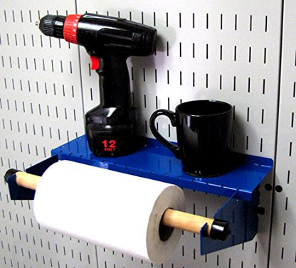 Wall Control Paper Towel Holder and Dowel Rod Pegboard Shelf Assembly for Wall Control Pegboard and Slotted Tool Board - Blue - color: Blue