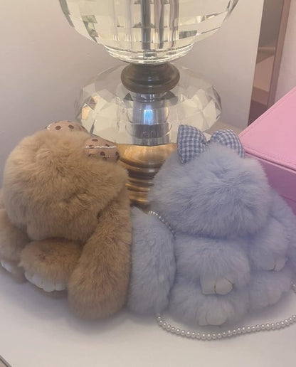 Handmade Soft Bunny Keychain, Includes Matching Tin, Charming Rabbit Design, Perfect for party gifts, Christmas. - color: Blue, size: big