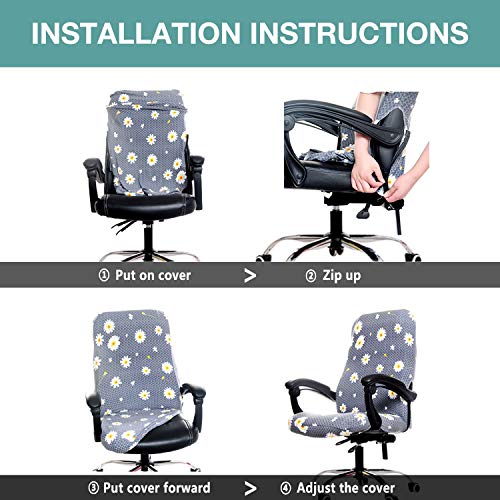 Melaluxe Office Chair Cover - Universal Stretch Desk Chair Cover, Computer Chair Slipcovers (Size: L) - Rose - color: Rose, size: Large Chair Cover