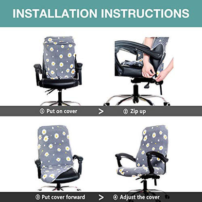 Melaluxe Office Chair Cover - Universal Stretch Desk Chair Cover, Computer Chair Slipcovers (Size: L) - Dark Gray - color: Dark Gray, size: Large Chair Cover