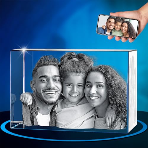ArtPix 3D Crystal Photo, Personalized Gifts for Women, Wife, Mom, Her, Him, Men, Great Customized Gift With Your Own Photo - Anniversary, Wedding, Birthday - Custom Glass 3D Laser Etched Picture Frame - size: Medium, style: Landscape