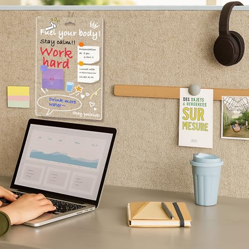 Fabric Wall Cubicle for Work Decor：Cubicle Decorations for Women Desk - Acrylic Office Supplies Sticky Note Board,Memo Board,Dry Erase Board - Office Wall Decorations